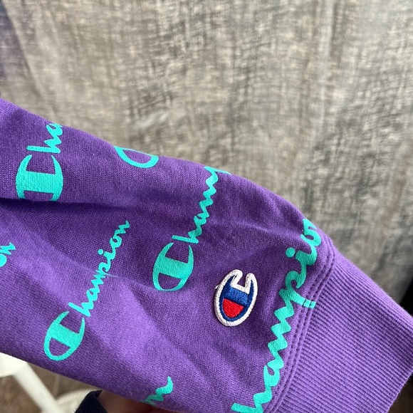 Blue and purple cropped champion hoodie - Picture 4 of 5